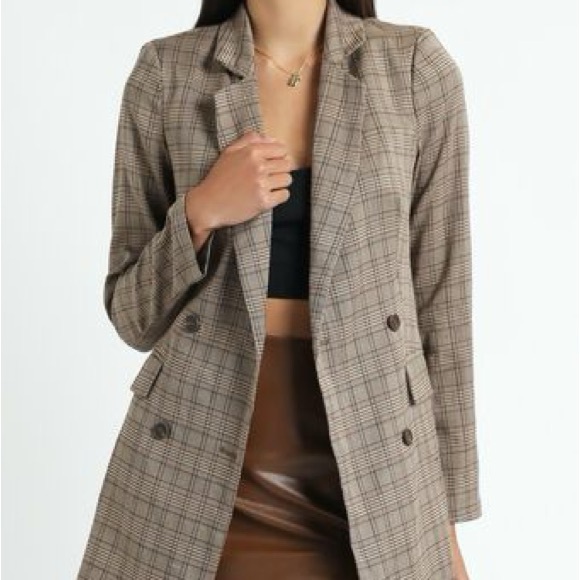Princess Polly Jackets & Blazers - EUC Showpo Brown Pattern Blazer